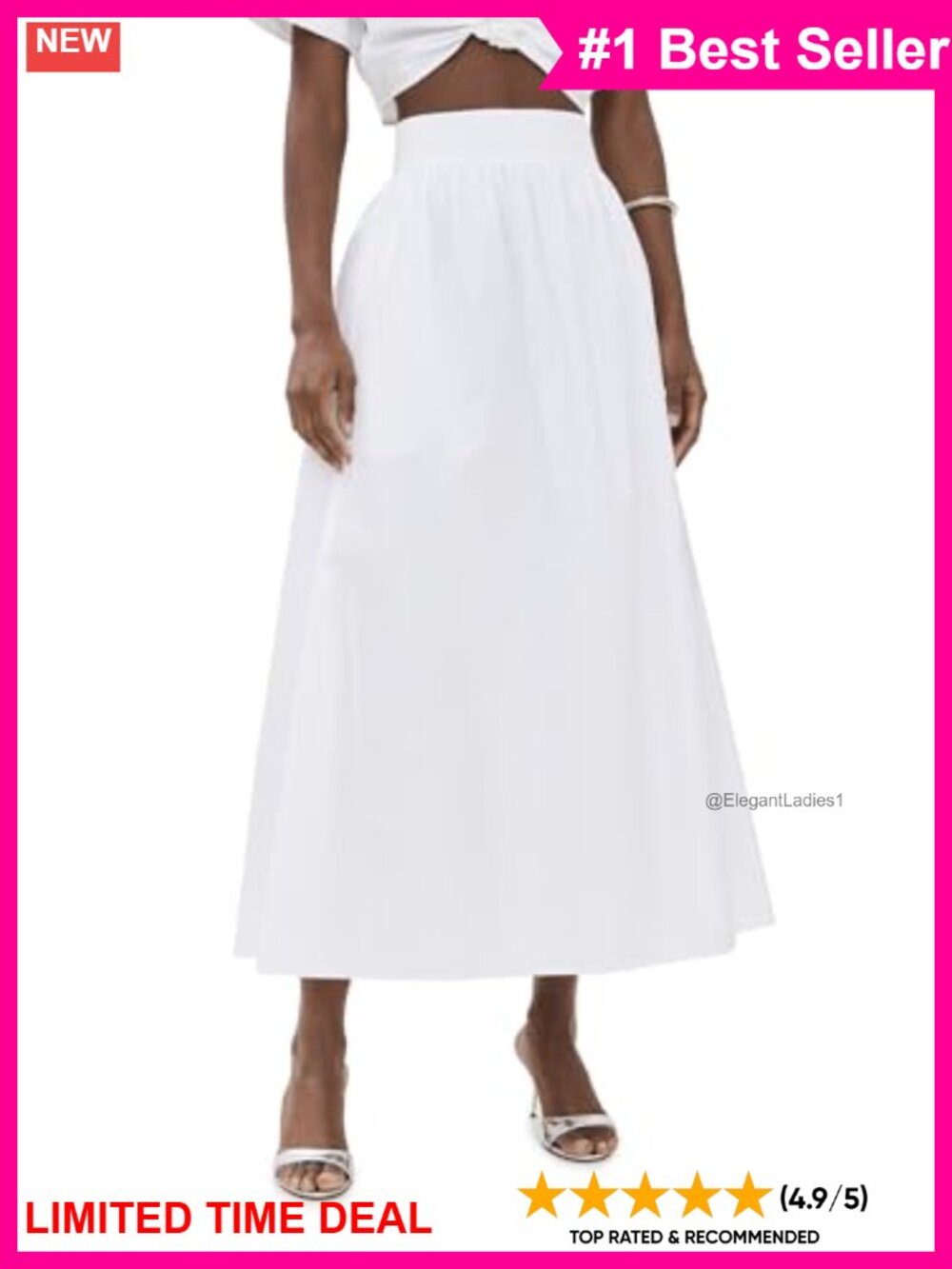 Ariadna Maxi Skirt 100% Cotton Gathered Waist High Rise